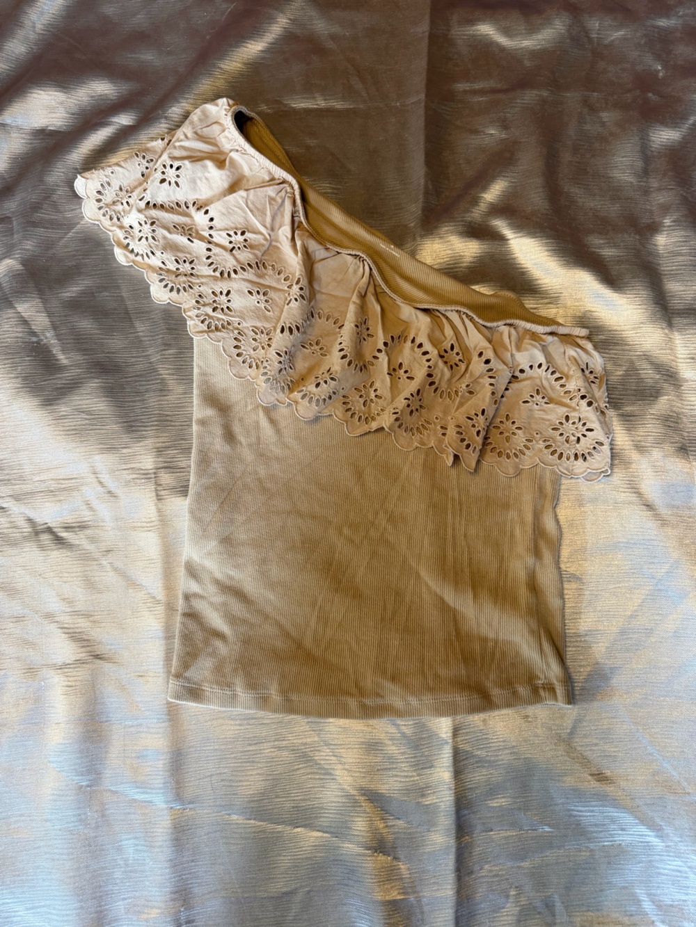 Old Navy One-Shoulder Eyelet shirt in Beige